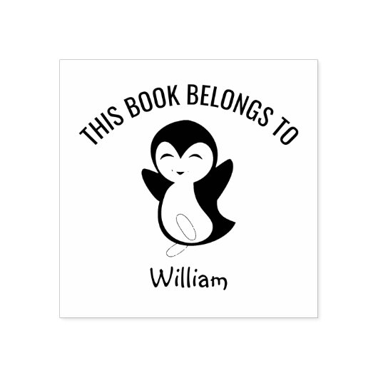 Leuke Happy Penguin Dit boek hoort bij Naam Rubberstempel (Afrduk)
