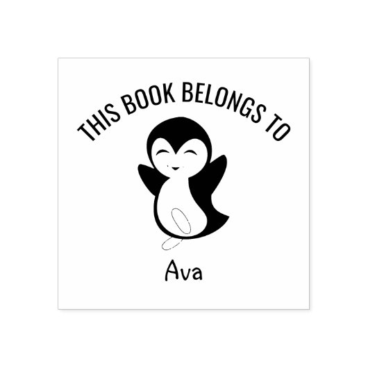 Leuke Happy Penguin Dit boek hoort bij Naam Rubberstempel (Afrduk)