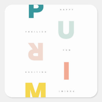 Leuke Happy Purim Pastels Vierkante Sticker