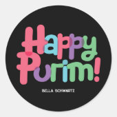 Leuke Happy Purim Ronde Sticker (Voorkant)
