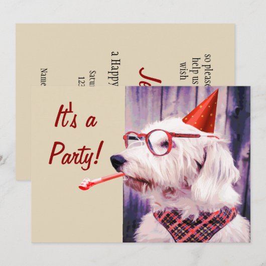 Leuke Happy Schattige Dog Celebrating Party Pet Kaart (Voorkant / Achterkant)