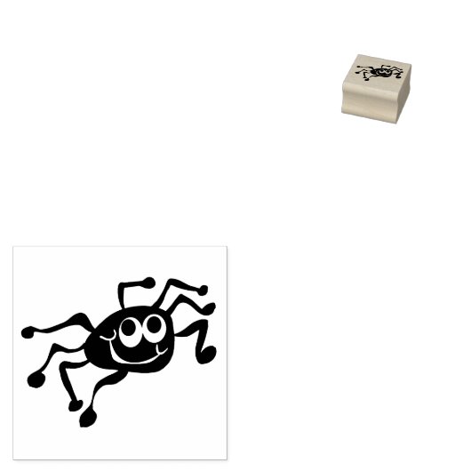 Leuke Happy Spider 1 Inch Ink Stamp Rubberstempel (Gestempeld)