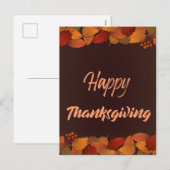 Leuke Happy Thanksgiving met bladeren Herfst Feestdagenkaart (Voorkant / Achterkant)