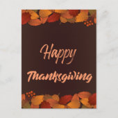 Leuke Happy Thanksgiving met bladeren Herfst Feestdagenkaart (Voorkant)