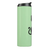Leuke Happy Tuxedo Kat op Lichtgroen Thermosbeker (Gedraaid links)