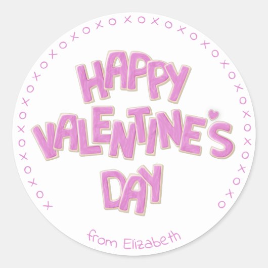Leuke Happy Valentines Day gespeld in koekjes Ronde Sticker (Voorkant)