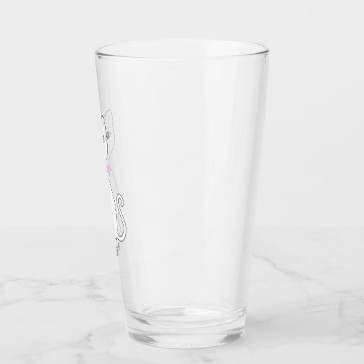 Leuke Happy White Cat Cartoon Glas (Links)
