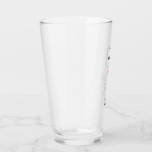 Leuke Happy White Cat Cartoon Glas (Rechts)
