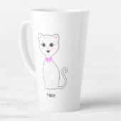 Leuke Happy White Cat Cartoon Latte Mok (Linkerhoek)