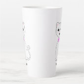 Leuke Happy White Cat Cartoon Latte Mok (Voorkant)
