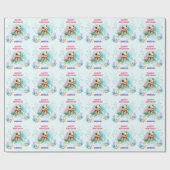 Leuke Happy Zee Turtle Kleurrijke Naam 1e Verjaard Cadeaupapier (Vlak)