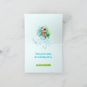 Leuke Happy Zee Turtle Little Boy 1e Verjaardag Bedankkaart (Binnen)