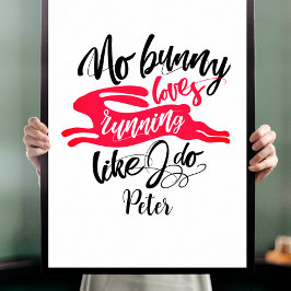Leuke hardloopmotivatie met rode konijn typografie poster