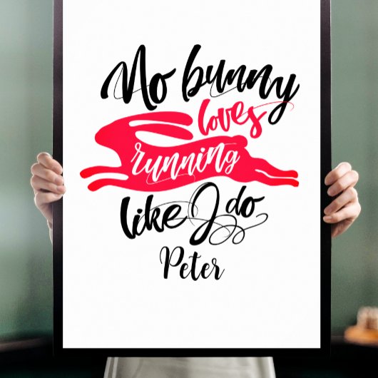 Leuke hardloopmotivatie met rode konijn typografie poster