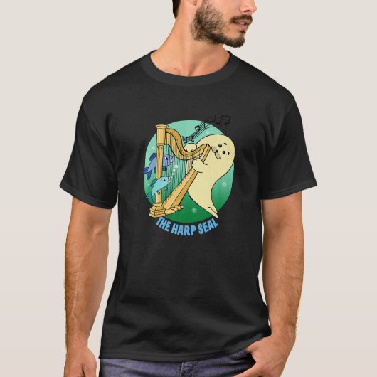 Leuke harp zegel spelen de harp t-shirt (Voorkant)