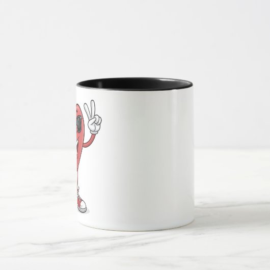 Leuke Hart Cartoon met Zonnebril Funny Mug Design Mok (Midden)