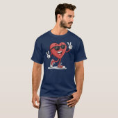 Leuke Hart Cartoon met Zonnebril Funny T-shirt (Voorkant volledig)