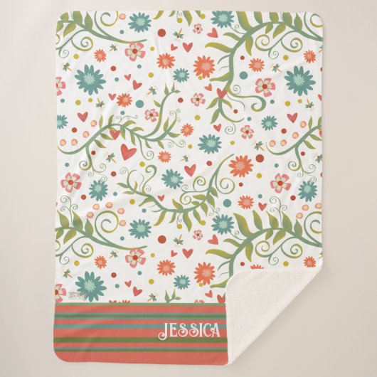 Leuke harten Bloemen Inspirivity Sherpa Deken (Voorkant)