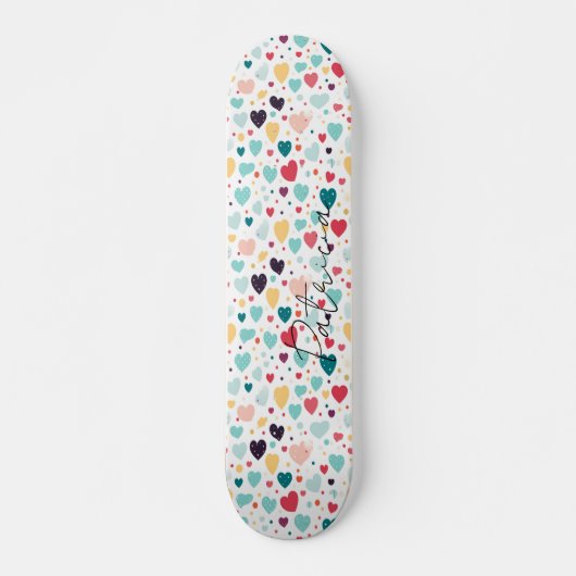 Leuke harten en Polka Dots Patroon Kleurrijke Girl Persoonlijk Skateboard (Voorkant)