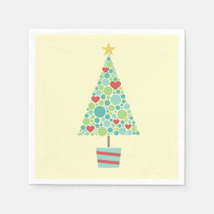 Leuke harten kleurrijke moderne Kerstboom Servetten