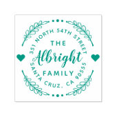 Leuke harten & krans familienaam retouradres  zelfinktende stempel (Design)