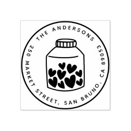 Leuke harten Mason Jar Ronde Naam Retouradres Rubberstempel