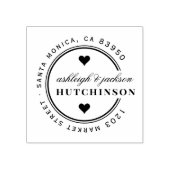 Leuke harten rond bruiloft retour adres rubberstempel (Afrduk)