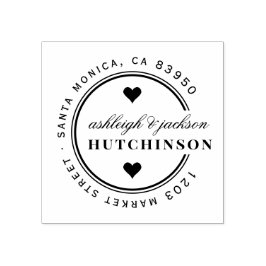 Leuke harten rond bruiloft retour adres rubberstempel