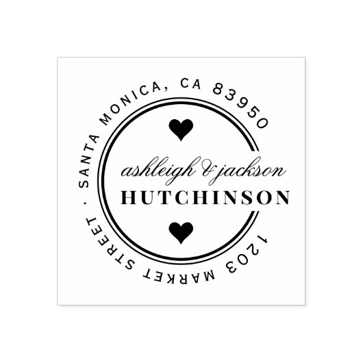 Leuke harten rond bruiloft retour adres rubberstempel (Afrduk)