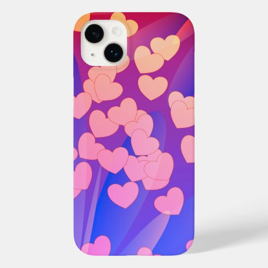 Leuke hartjes, Abstracte bloemvormen, blauw en roo Case-Mate iPhone Case (Achterkant)