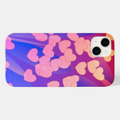 Leuke hartjes, Abstracte bloemvormen, blauw en roo Case-Mate iPhone Case (Achterkant (horizontaal))