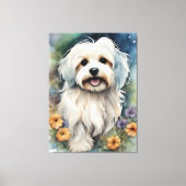 Leuke Havanese Hond in Waterverf Canvas Afdruk (Voorkant)