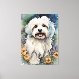 Leuke Havanese Hond in Waterverf Canvas Afdruk