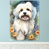 Leuke Havanese Hond in Waterverf Canvas Afdruk (Insitu (Houten vloer))