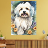 Leuke Havanese Hond in Waterverf Canvas Afdruk (Insitu (Woonkamer))