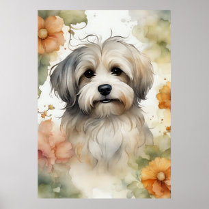 Leuke Havanese Hond in Waterverf Poster