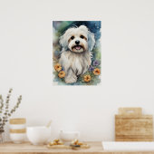 Leuke Havanese Hond in Waterverf Poster (Keuken)