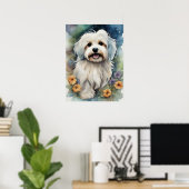 Leuke Havanese Hond in Waterverf Poster (Thuiskantoor)