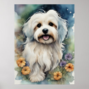 Leuke Havanese Hond in Waterverf Poster