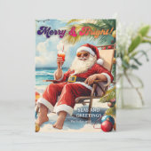 Leuke Hawaii Beach Kerstfoto Feestdagenkaart (Staand voorkant)