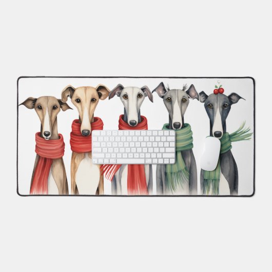 Leuke hazewindhonden in wintersjaals bureaumat (Keyboard & Muis)