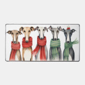 Leuke hazewindhonden in wintersjaals bureaumat (Voorkant)