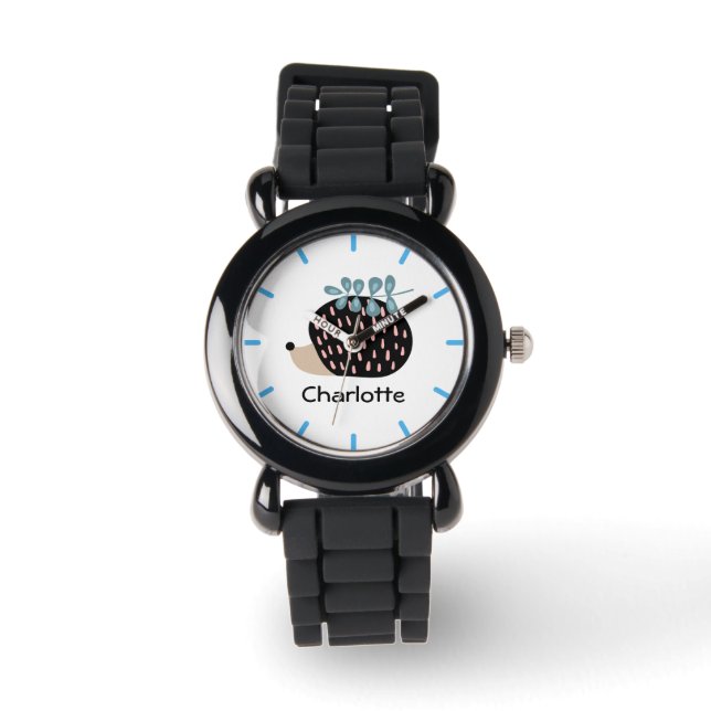 Leuke Hedgehog aangepaste naam gepersonaliseerde K Horloge (Voorkant)