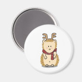 Leuke Hedgehog met Rendier Haarband Magnet (Voorkant / Achterkant)
