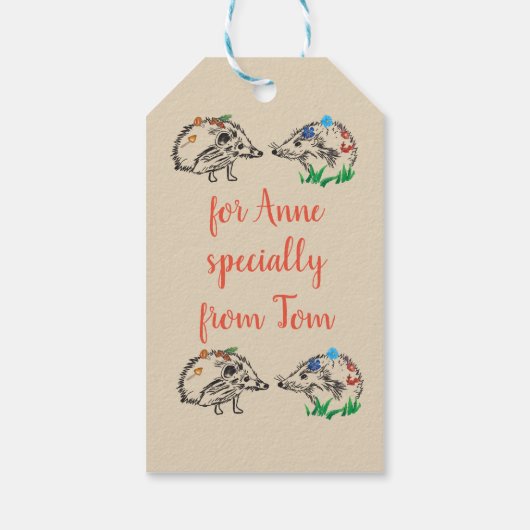 Leuke Hedgehogs Custom Gift Label Cadeaulabel (Achterkant)