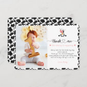 Leuke Heilige Koe Meisje Grappig Roze Baby Eerste Bedankkaart (Voorkant / Achterkant)