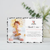 Leuke Heilige Koe Meisje Grappig Roze Baby Eerste Bedankkaart (Staand voorkant)