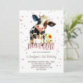 Leuke Heilige Koe Roze 2e Verjaardag Kaart (Staand voorkant)