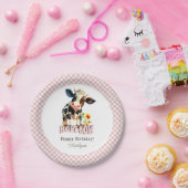 Leuke Heilige Koe Roze Verjaardag Papieren Bordje (Feest)