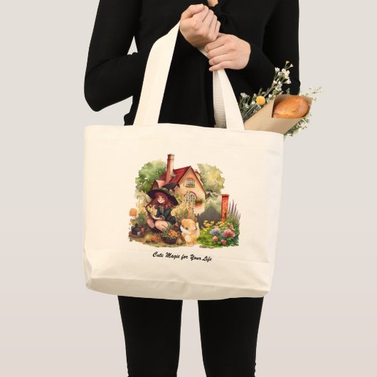 Leuke heks en vos grote tote bag (Voorkant (product))